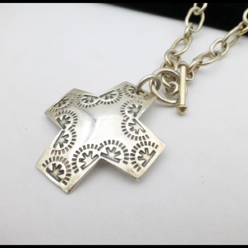N0557 Silpada 925 Sterling Silver Stamped Virtuosity Cross Necklace